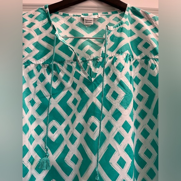 Vineyard Vines Diamond Lattice Tunic, Teal Green, Ladies M, Lightweight, EUC - Picture 2 of 9